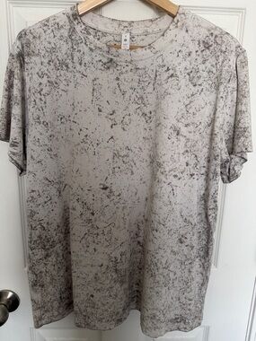 LULULEMON Marble-Effect Short Sleeve Tee in Light Gray and Charcoal | Size 8